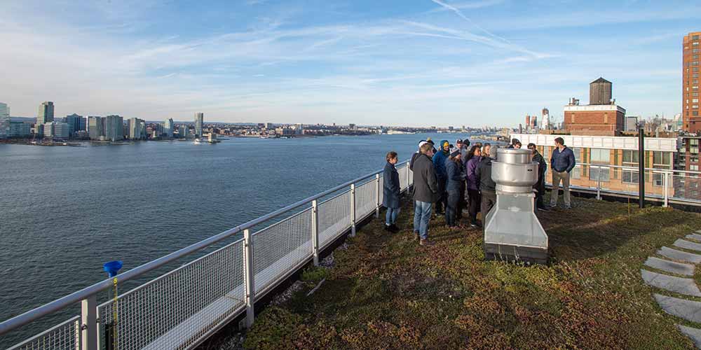 Students tour the green roof at The Solaire, the first ever LEED-certified residential high-rise in North Park.